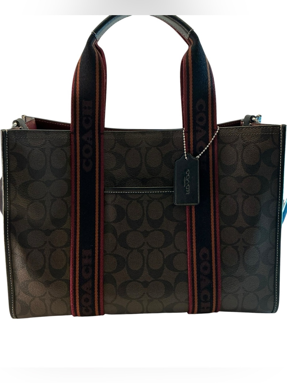 COACH SMITH Tote SN058 Brown, Black Signature COACH Logo MED Bag, Canvas Leather - Picture 15 of 15